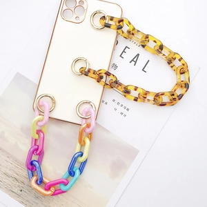 Acrylic Chunky Chain Strap For Bag Phone Case Decoration Fashion Leopard Print Colorful Resin Link Handle For Women Accessory