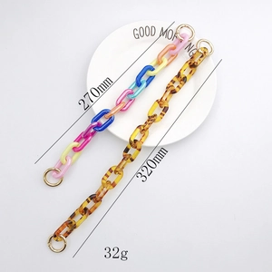 Colorful acrylic chain with leopard pattern and gold rings for DIY bags and phone cases