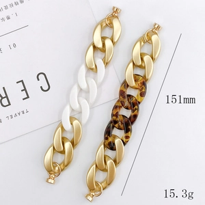 Acrylic leopard print and matte gold metal chain accessory for phone cases or bags