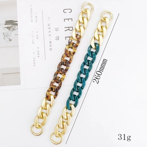Retro leopard acrylic chunky chain handle with gold metal rings for DIY handbags