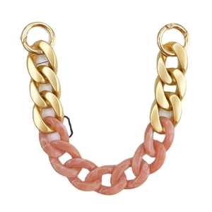Golden and marble resin thick chain replacement strap for handbags with round clasps