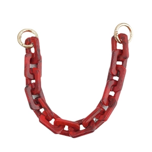 Retro red marble acrylic chain strap with gold metal spring buckles for handbags and cases