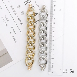 Massives Gliederketten-Armband mit Strass in Gold und Silber, 16cm Länge und 13,5g Gewicht