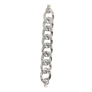 Silberfarbenes Acryl-Armband im Cuban-Link-Stil mit funkelnden weißen Strasssteinen