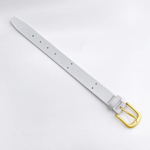 DIY mobile phone case wristband made of white leather with a golden buckle closure