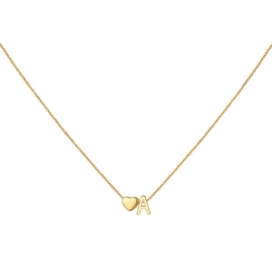 Personalized Initial Letter Heart Pendant Necklace 316L Stainless Steel 14K Gold Plated Name Choker Jewelry Gift For Women Girls