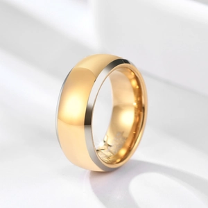 Anillo de Carburo de Tungsteno para Hombre Mujer Bicolor Oro Negro Plata Pulido Comfort Fit Joyería de Moda Regalo
