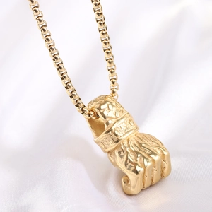 Collana con Ciondolo a Forma di Pugno in Acciaio Inossidabile 304 Vintage Hip Hop per Uomo Donna Gioielli Streetwear
