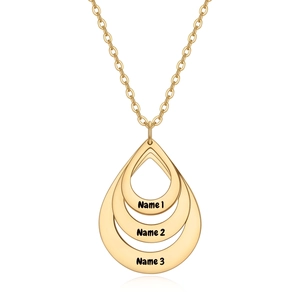 Triple Layer Nested Teardrop Pendant Necklace 304 Stainless Steel Water Drop Minimalist Jewelry For Women Elegant Gift
