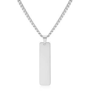 Polished stainless steel 40mm vertical bar pendant necklace with sleek mirror finish