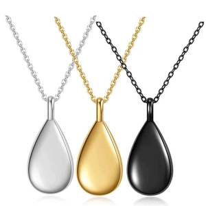 Stainless Steel Rhinestone Teardrop Cremation Urn Necklace Openable Memorial Ash Bottle Pendant Jewelry For Women