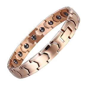 Minimalist 10mm rose gold magnetic stainless steel therapy bracelet for women