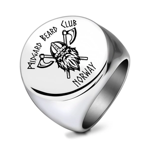 Anello con sigillo vichingo da uomo in acciaio inossidabile con logo Midgard Beard