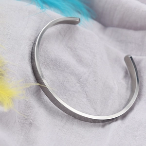 6mm minimalist stainless steel cuff bangle with brushed silver finish for graduation gift