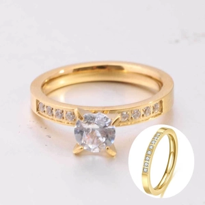 304 Stainless Steel Zirconia Ring For Women Gold Silver Plated Simple Elegant Eternity Wedding Band Engagement Solitaire Finger Ring