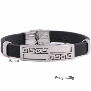 Detailansicht des 10mm Silikonarmbands mit griechischem Muster und Maßangaben