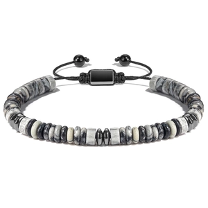 Natural Tiger Eye Obsidian Abacus Bead Woven Adjustable Bracelet For Men Women Stainless Steel Natural Stone Jewelry