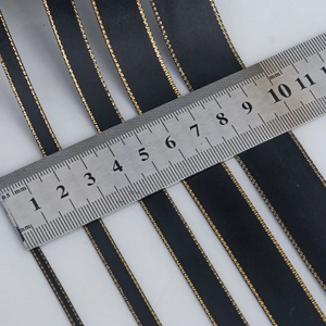 Black polyester ribbon with gold edges for DIY bows and gift wrapping decorations