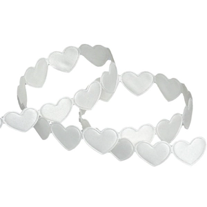 White heart-shaped satin ribbon roll for floral gift wrapping and wedding DIY decoration