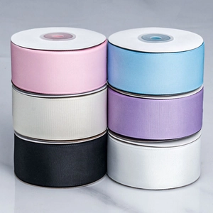 Stack of 6-color 4cm grosgrain ribbon rolls for DIY hair bows and textile crafts