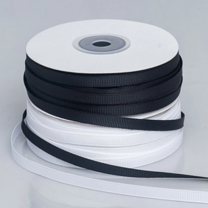 Classic black and white textured grosgrain ribbons for DIY crafts and gift wrapping