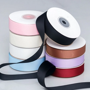 Rolls of colorful 2-2.5cm polyester grosgrain ribbons with textured surface for DIY crafts