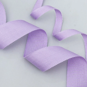 Solid light purple grosgrain ribbon with high-density ribbed texture for gift wrapping