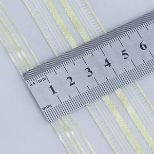25mm wide light yellow semi-transparent striped organza ribbon for gift wrapping
