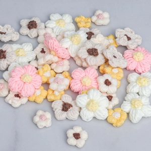 Handmade crochet puff flowers in milk cotton for DIY crafts and clothing accessories