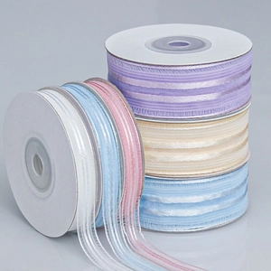 Korean Style Striped Sheer Organza Ribbon For Gift Wrapping Wedding Decor DIY Hair Accessories Clothing Craft Satin Ribbon