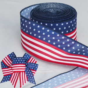 USA Independence Day patriotic ribbon with stars and stripes for holiday decor and DIY crafts
