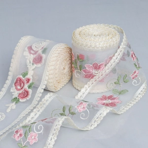 Exquisite Floral Embroidery Lace Trim Scalloped Mesh Ribbon For DIY Sewing Craft Garment Accessories Wedding Home Decor