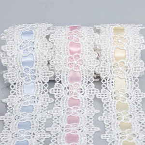 Polyester Wavy Hollow Ribbon Water-Soluble Embroidered Lace Flower Border Trim For DIY Clothing Sewing Garment Accessories