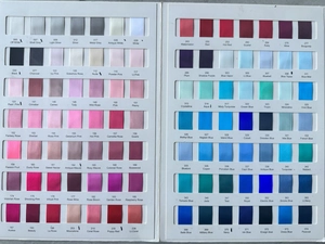 Detailed color chart showing various ribbon shades with numerical codes for DIY crafts