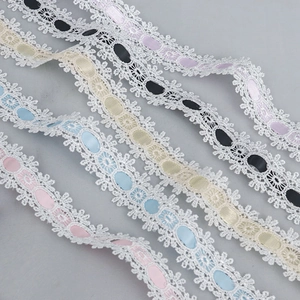 Colorful lace ribbons with white scalloped borders for DIY Lolita dress accessories