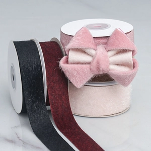 Elegant Polyester Faux Fur Plush Ribbon Elegant Single Sided Velvet Decorative Trim For DIY Bows Gift Wrapping Apparel Accessories