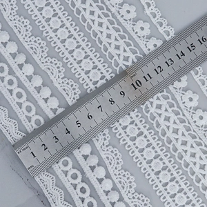 Assorted white milk-silk hollow lace embroidery ribbons for DIY clothing and crafts