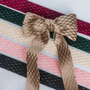 Flocked checkered ribbon with silver thread for DIY bows and elegant gift wrapping