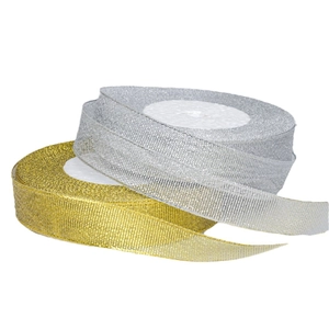 Nastri glitterati oro e argento con trama a coste per confezioni regalo fai-da-te