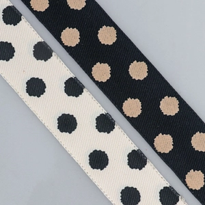 Ruban sergé à pois noir et crème pour nœuds de cheveux DIY et emballage cadeau