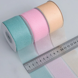 Sheer organza 4cm ribbons in mint green, pink, and champagne for DIY gift wrapping