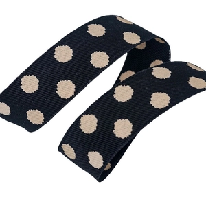Ruban sergé noir à pois beige pour nœuds de cheveux et décoration de cadeaux