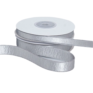 Silver snowflake textured silk ribbon roll with double-sided glitter for DIY crafts