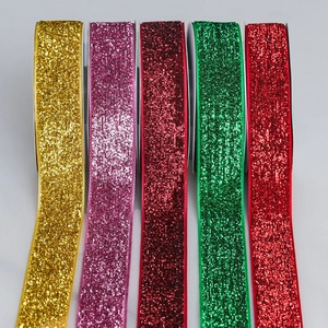 Glitter Velvet Ribbon Polyester Sparkle Decorative Tape For Christmas Gift Wrapping DIY Apparel Crafts Wedding Party Accessory