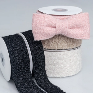 Sherpa Texture Flocked Wavy Ribbon For DIY Hair Accessories Bows Floral Gift Wrapping Autumn Winter Decor Ribbon