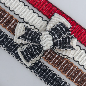 Plaid ribbon set with wavy edges and glitter details for DIY hair bows and gift wrapping