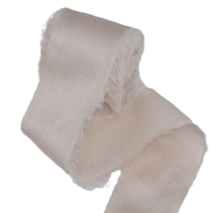 Champagne frayed edge chiffon silk ribbon roll for wedding bouquets and gift wrapping