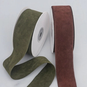 Rouleaux de ruban en daim double face olive et marron pour accessoires de cheveux
