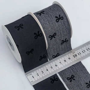 Single-sided flocked bow pattern ribbon 40mm for DIY hair accessories and garments