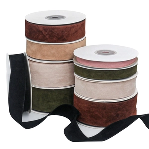 Colorful suede velvet ribbons on rolls for DIY crafts, bows, and garment accessories